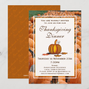 THANKSGIVING DINNER Celebration PUMPKIN Invitation