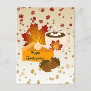 Thanksgiving Dinner Cuisine Pumpkin Pie Hot Cocoa Postcard