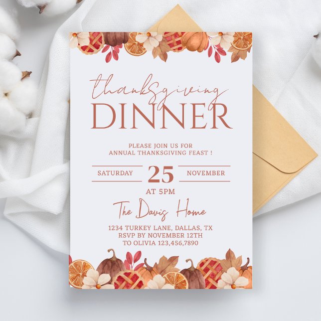 Thanksgiving Dinner Eat Annual Thanksgiving Feast Invitation (Creator Uploaded)