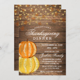 Thanksgiving Dinner Fall Pumpkin Invitation