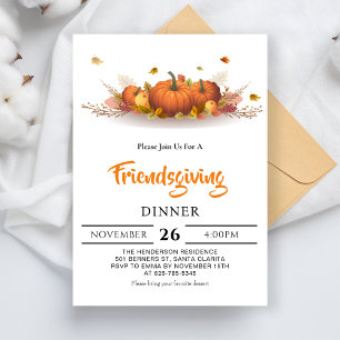 Thanksgiving Dinner Fall Text Friendsgiving Party Invitation