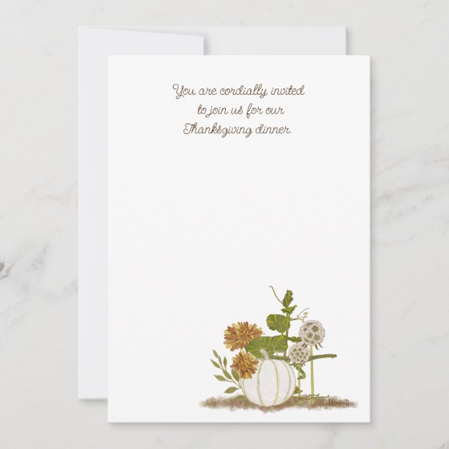  Thanksgiving Dinner Flat Invitation, Size: 5" x 7 Invitation (Front)