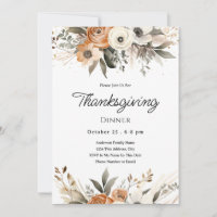 Thanksgiving Dinner Floral Invitation