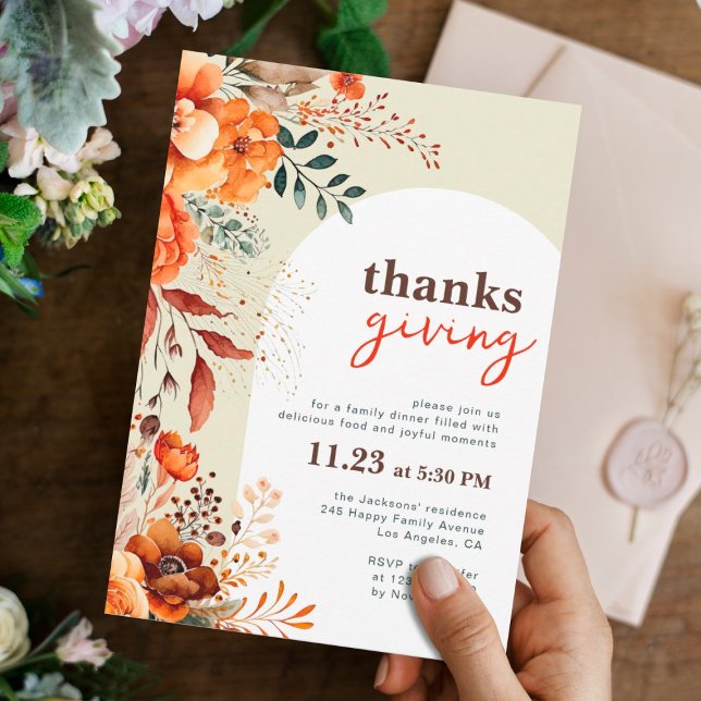 Thanksgiving dinner floral  invitation (Creator Uploaded)