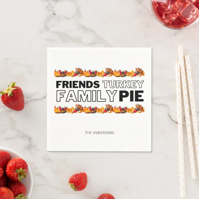 Thanksgiving Dinner Friends Turkey Family Pie Napkin (Insitu)