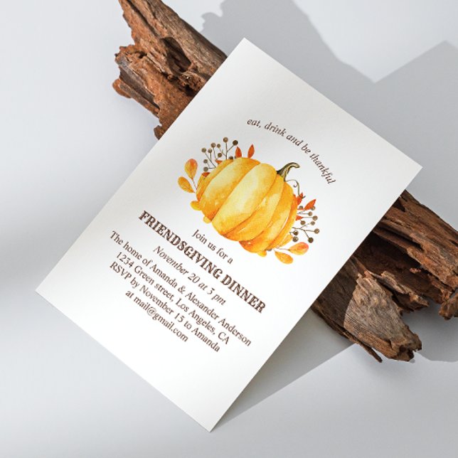Thanksgiving dinner. Friendsgiving floral pumpkin Invitation (Creator Uploaded)