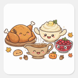 Thanksgiving Dinner Fun Square Sticker