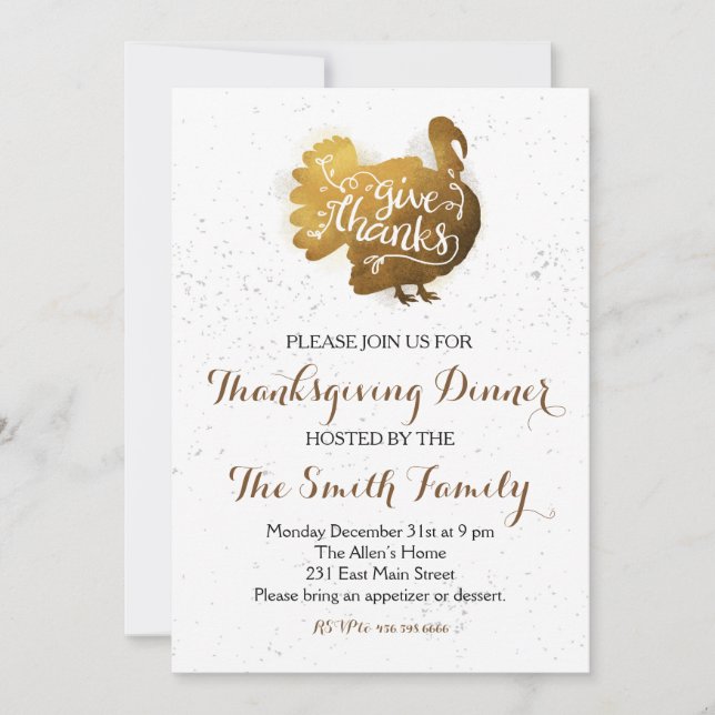 Thanksgiving Dinner Give Thanks Invitation (Front)