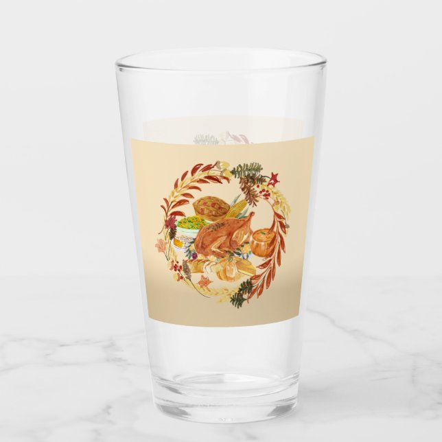 Thanksgiving Dinner Glass (Front)