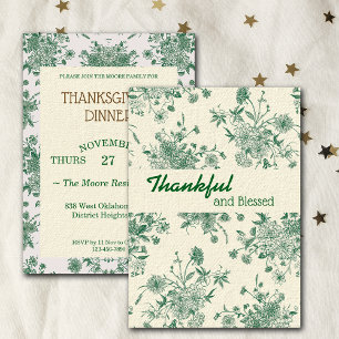 Thanksgiving Dinner Green Botanicals Custom Invitation