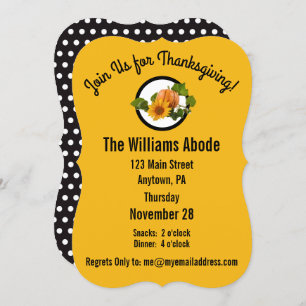 Thanksgiving Dinner in Pumpkin Pie Orange Custom I Invitation