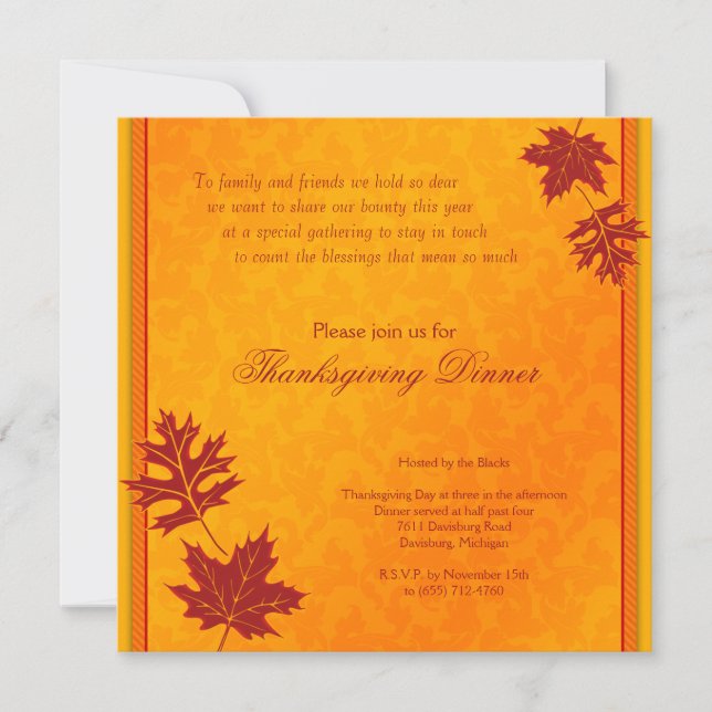 Thanksgiving Dinner Invitation (Front)