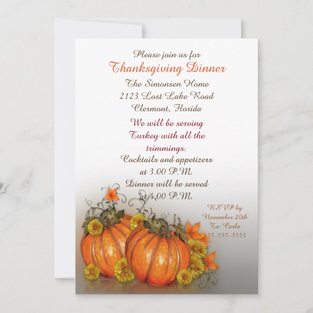 Thanksgiving dinner invitation (Front)