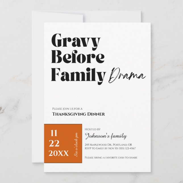 Thanksgiving Dinner Invitation (Front)
