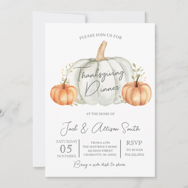 Thanksgiving Dinner Invitation (Front)