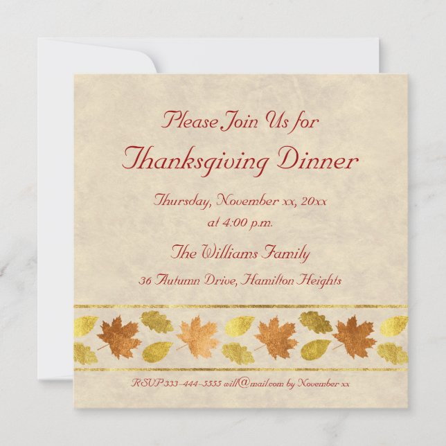 Thanksgiving Dinner Invitation (Front)