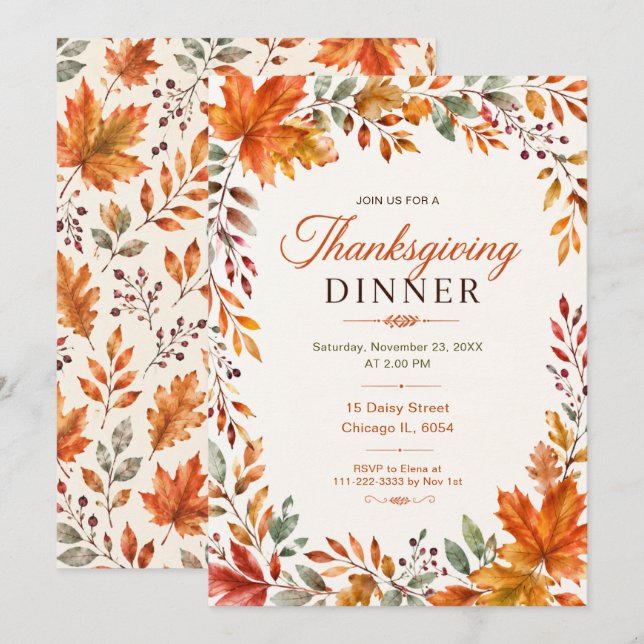 Thanksgiving Dinner Invitation (Front/Back)