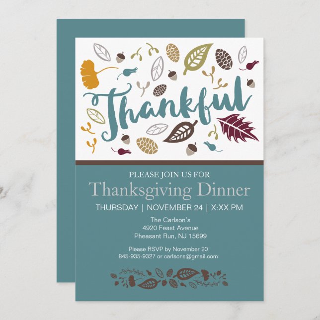 Thanksgiving Dinner Invitation (Front/Back)