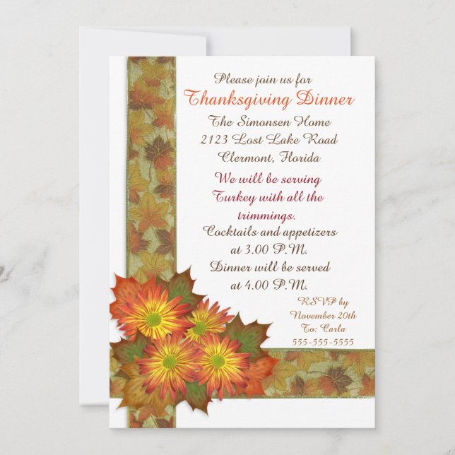 Thanksgiving dinner invitation (Front)