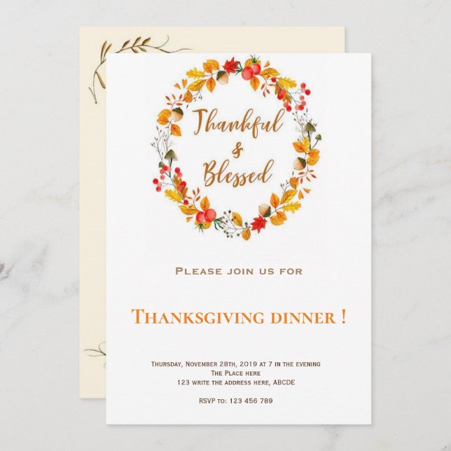 Thanksgiving  dinner Invitation (Front/Back)