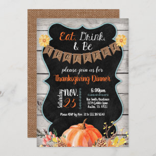Thanksgiving Dinner Invitation Burlap Chalkboard