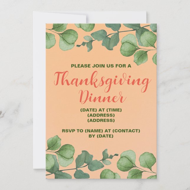 Thanksgiving Dinner Invitation, Editable Template (Front)