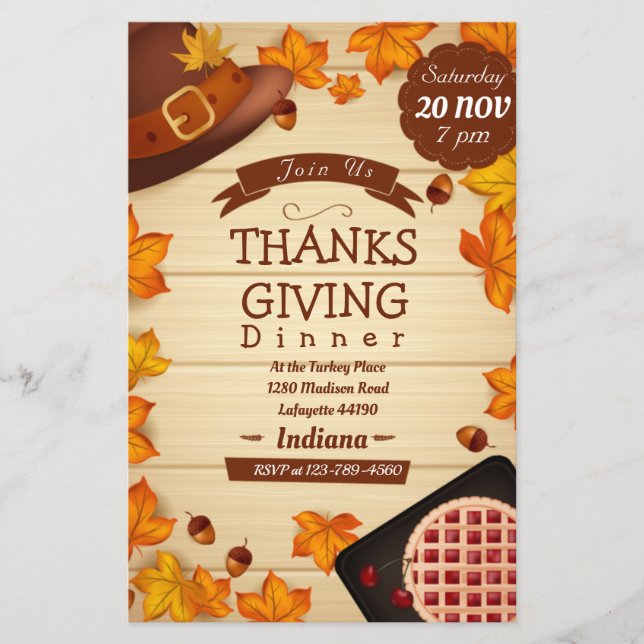 Thanksgiving Dinner Invitation Flyer (Front)