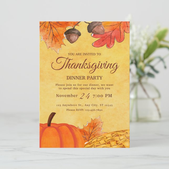 Thanksgiving Dinner Invitation, Holiday Party Invitation (Standing Front)