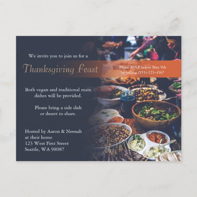 Thanksgiving Dinner Invitation Postcard (Front)