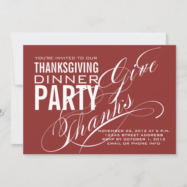 THANKSGIVING DINNER INVITATION | RED (Front)