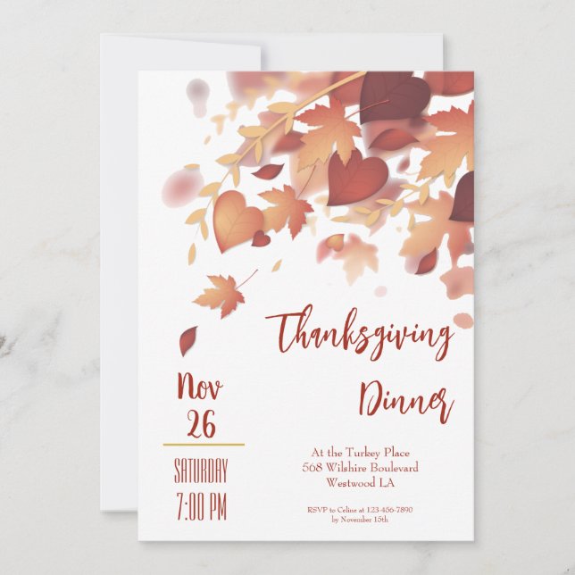 Thanksgiving Dinner Invitation Template (Front)