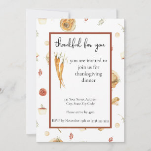 Thanksgiving dinner invitation watercolor custom