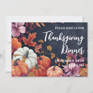 Thanksgiving Dinner Invitation Watercolor Pumpkins