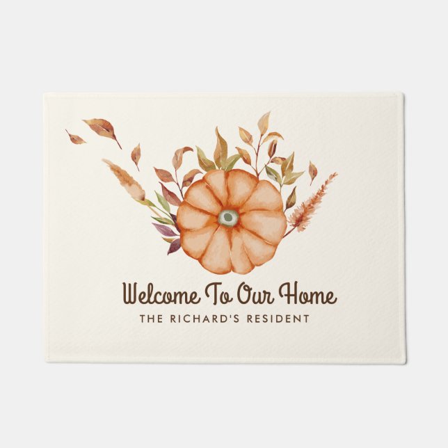 Thanksgiving Dinner Invite Boho Theme Doormat (Front)