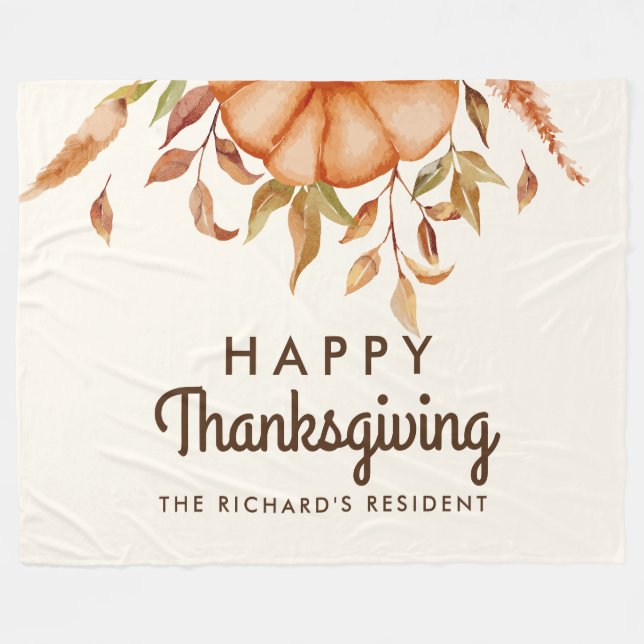 Thanksgiving Dinner Invite Boho Theme Fleece Blanket (Front (Horizontal))