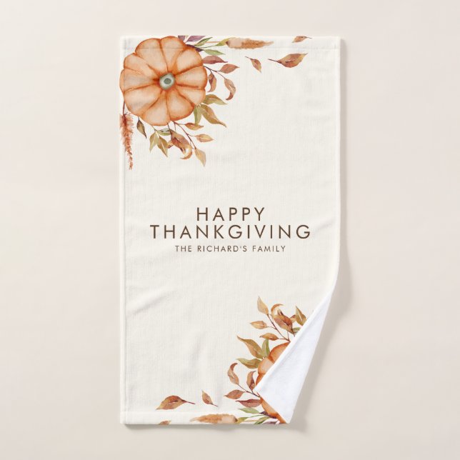 Thanksgiving Dinner Invite Boho Theme Hand Towel (Hand Towel)