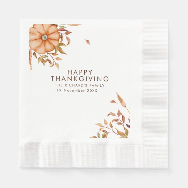 Thanksgiving Dinner Invite Boho Theme Napkin (Front)