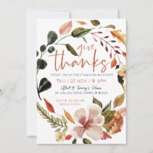 Thanksgiving Dinner Invite - Give Thanks Fall