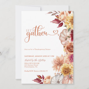 Thanksgiving Dinner Invite Pumpikns and flowers