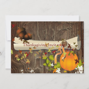 Thanksgiving Dinner, maple leaves Invitation