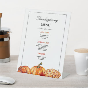Thanksgiving Dinner Menu Invitation, Thanksgiving  Pedestal Sign