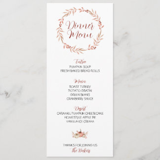 Thanksgiving Dinner Menu Pumpkin Spice