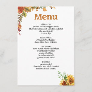 Thanksgiving dinner menu style 07.retro fall