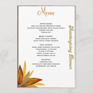 Thanksgiving dinner menu style 09.retro fall