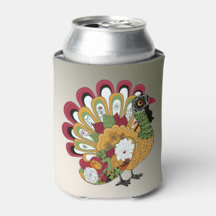 Thanksgiving Dinner Party Colourful Floral Turkey Can Cooler
