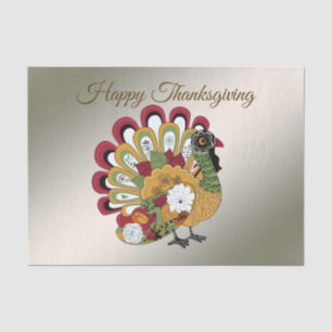 Thanksgiving Dinner Party Colourful Floral Turkey Tissue Paper