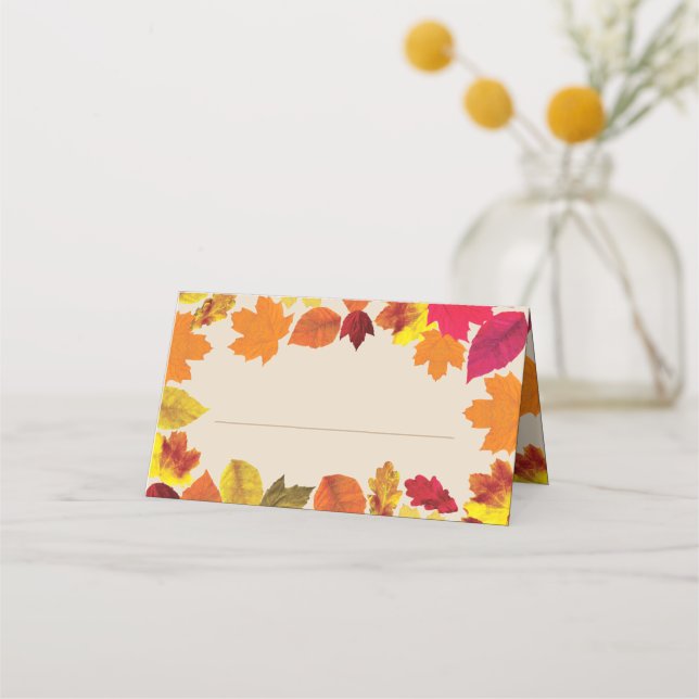 Thanksgiving Dinner Party Fall Colours Leaves  Place Card (Front)