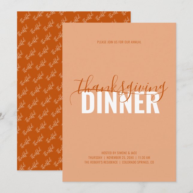 Thanksgiving Dinner Party Invitation (Front/Back)