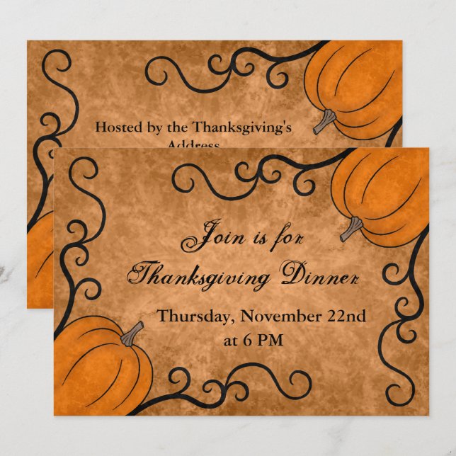 Thanksgiving dinner party invitation (Front/Back)