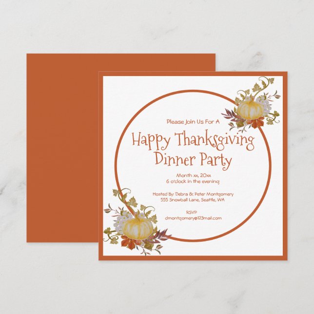 Thanksgiving Dinner Party  Invitation (Front/Back)